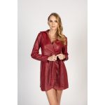 Rochie Mini Eleganta Din Piele Sintetica Cu Pliuri Pellita, Rosu