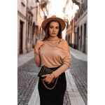 Tricou Elegant Cu Decolteu Asimetric Mirabelle, Bej