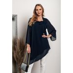 Tunica Eleganta Din Stofa Cu Fundita Decorativa Ginette, Albastru Inchis