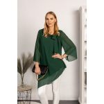 Tunica Eleganta Din Stofa Semitransparenta Cu Fundita Decorativa Ginette, Verde Inchis