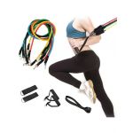 Sistem de antrenament fitness,ENGROS, cu corzi extensibile, prinderi multiple, 11 piese