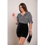 Bluza Eleganta Cu Imprimeu Geometric Lavlenta, Alba