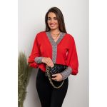 Bluza Eleganta Cu Imprimeu Leopard Polina, Rosu