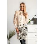 Bluza Lunga Semitransparenta Cu Detalii Din Dantela Catllara, Bej
