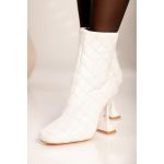 Botine Cu Toc Inalt Lomas, Albe