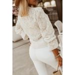 CÄƒmaÈ™Äƒ ElegantÄƒ Cu Broderie È˜i Volane Laroya, AlbÄƒ