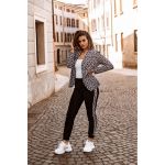 Costum Elegant Cu Pantalon È˜i Blazer Cu Imprimeu Geometric Nunzia, Alb-Negru