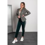 Costum Elegant Cu Pantalon Si Blazer Cu Imprimeu Geometric Nunzia, Verde ÃŽnchis