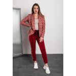 Costum Elegant Cu Pantalon Si Blazer Cu Imprimeu Geometric Nunzia, Visiniu
