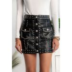 Fusta Mini Din Imitatie Piele Cu Nituri Papiola, Neagra