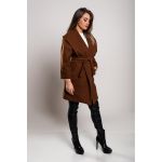 Palton Scurt Elegant Cu Guler Larg Cu Rever, Maro