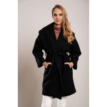 Palton Scurt Elegant Cu Guler Larg Cu Revere, Negru