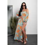 Rochie Maxi Eleganta Cu Imprimeu Montella, Portocaliu