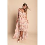 Rochie Maxi Eleganta Cu Imprimeu Noalla, Bej