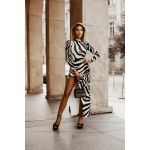 Rochie Maxi Eleganta Cu Imprimeu Zebra Cadiz, Alb-Negru