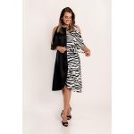 Rochie Midi Eleganta Cu Decolteu Si Imprimeu Lotera, Neagra