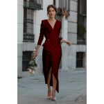 Rochie Midi ElegantÄƒ Cu Volane Pliabile È˜i MÃ¢neci 3/4 Brynlee, Visiniu