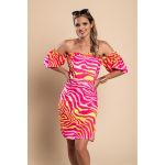 Rochie Mini Eleganta Cu Imprimeu Corvetta, Fucsia