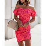 Rochie Mini Eleganta Cu Imprimeu Corvetta, Portocaliu