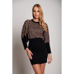 Rochie Mini Eleganta Cu Imprimeu Geometric Lenta, Neagra