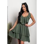 Rochie Mini Eleganta Cu Volane Caltana, Verde Masliniu