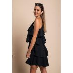 Rochie Mini Eleganta Cu Volane Liona, Neagra