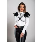 Sutien Cu Bretele Elastice Cu Pene, Negru