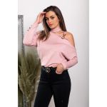 Tricou Elegant Cu Decolteu Asimetric Mirabelle, Roz