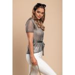 Cardigan Tricotat Cu Maneci Scurte, Gri