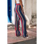 Pantaloni Eleganti Cu Model In Dungi, Albastru Inchis
