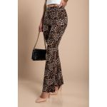 Pantaloni Evazati La Moda Cu Imprimeu Leopard, Bej