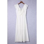 Rochie Maxi Cu Volane, Alba