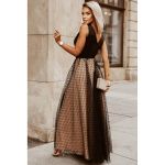 Rochie Maxi Eleganta Cu Buline, Neagra