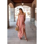 Rochie Maxi Eleganta Cu Imprimeu In Dungi, Multicolor