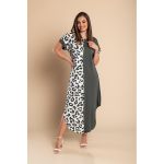 Rochie Maxi Eleganta Cu Imprimeu Leopard, Gri