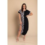 Rochie Maxi Eleganta Cu Imprimeu Leopard, Neagra