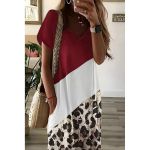 Rochie Maxi Eleganta Cu Imprimeu Leopard, Rosie