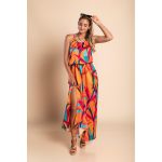 Rochie Maxi Eleganta Cu Imprimeu, Portocaliu