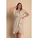 Rochie Midi Cu Imprimeu Buline, Bej