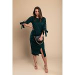 Rochie Midi ElegantÄƒ Cu Guler Rotund MÃ¢neci 3/4 Cu FantÄƒ È˜i Margele Decorative Peppina, Verde