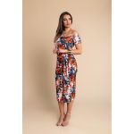 Rochie Midi Eleganta Cu Imprimeu Floral, Roz Deschis