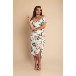 Rochie Midi Eleganta Cu Imprimeu Floral, Verde