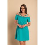 Rochie Mini Eleganta Cu Maneci Scurte, Umeri Deschisi Si Bretele Cecina, Verde MentÄƒ