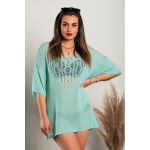 Rochie Mini Tricotata Cu Detaliu Gaura, Turcoaz