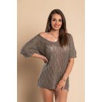 Rochie Mini Tricotata Cu Maneci Scurte, Gri