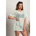Rochie Mini Tricotata Cu Maneci Scurte, Verde Deschis