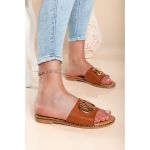Sandale Cu Detaliu Decorativ, Camel