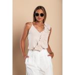Tricou Cu Volane, Bej