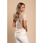 Tricou Scurt Tricotat, Bej