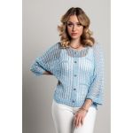 Tricou Tricotat Cu Gauri, Albastru Deschis